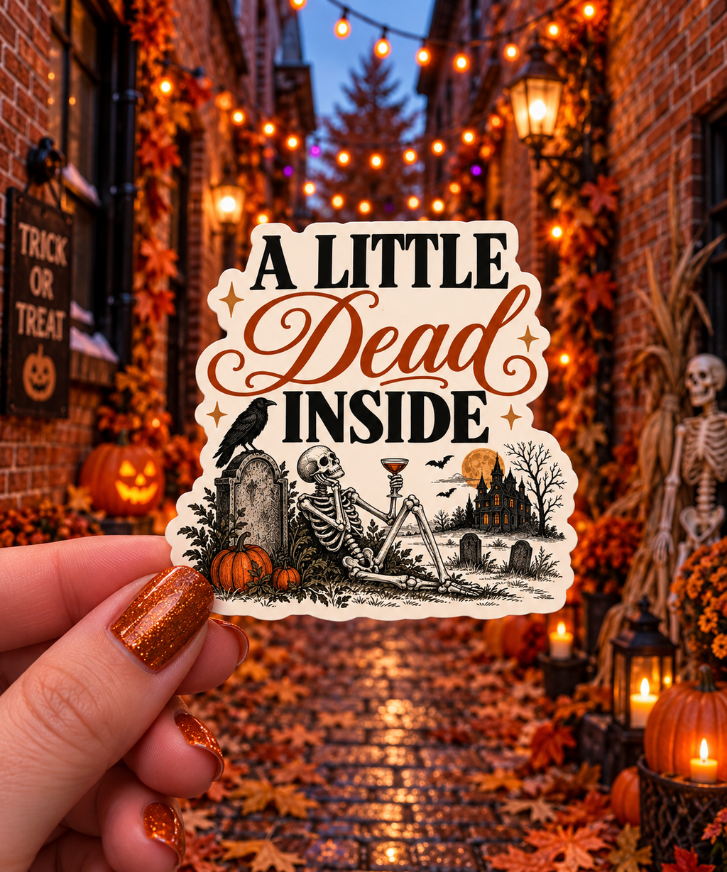 A Little Dead Inside magnet in use
