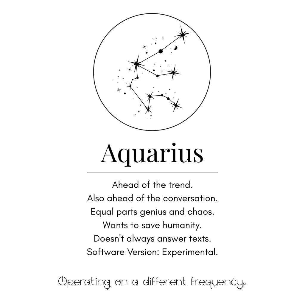 Aquarius Funny Zodiac sticker, flat artwork