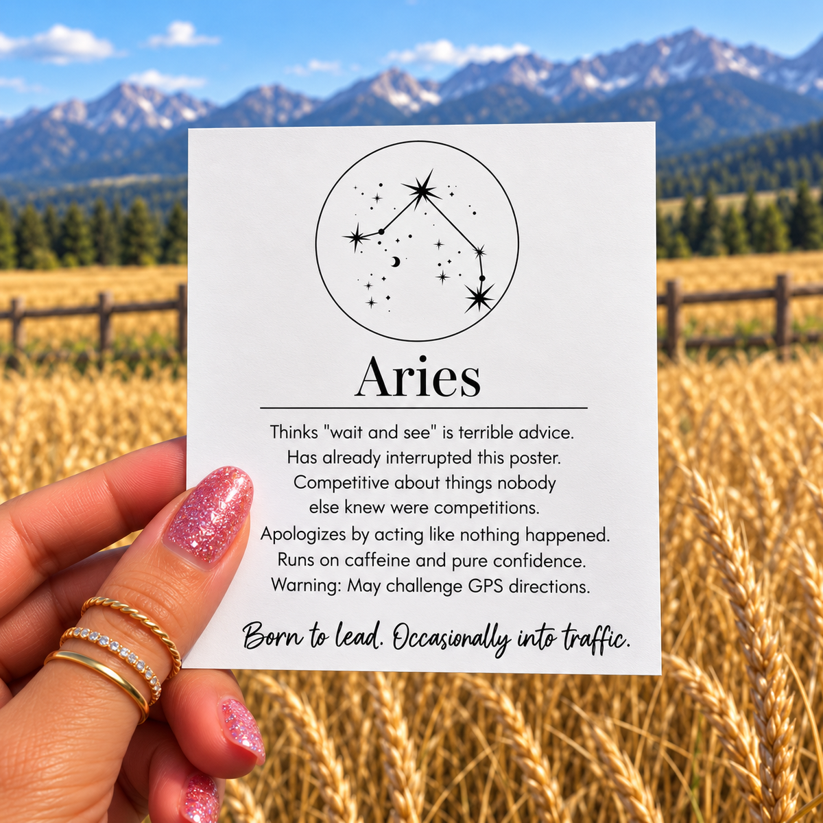 Aries Funny Zodiac sticker, shown in use