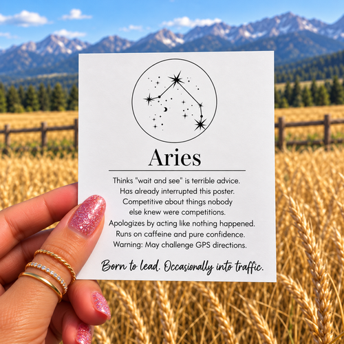 Aries Funny Zodiac sticker, shown in use