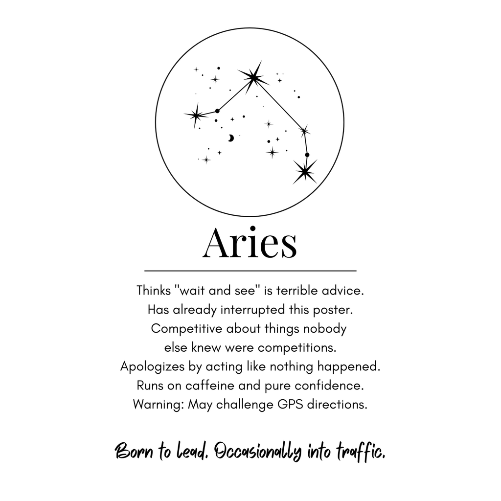 Aries Funny Zodiac sticker, flat artwork