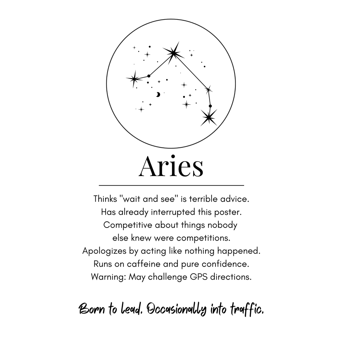 Aries Funny Zodiac sticker, flat artwork