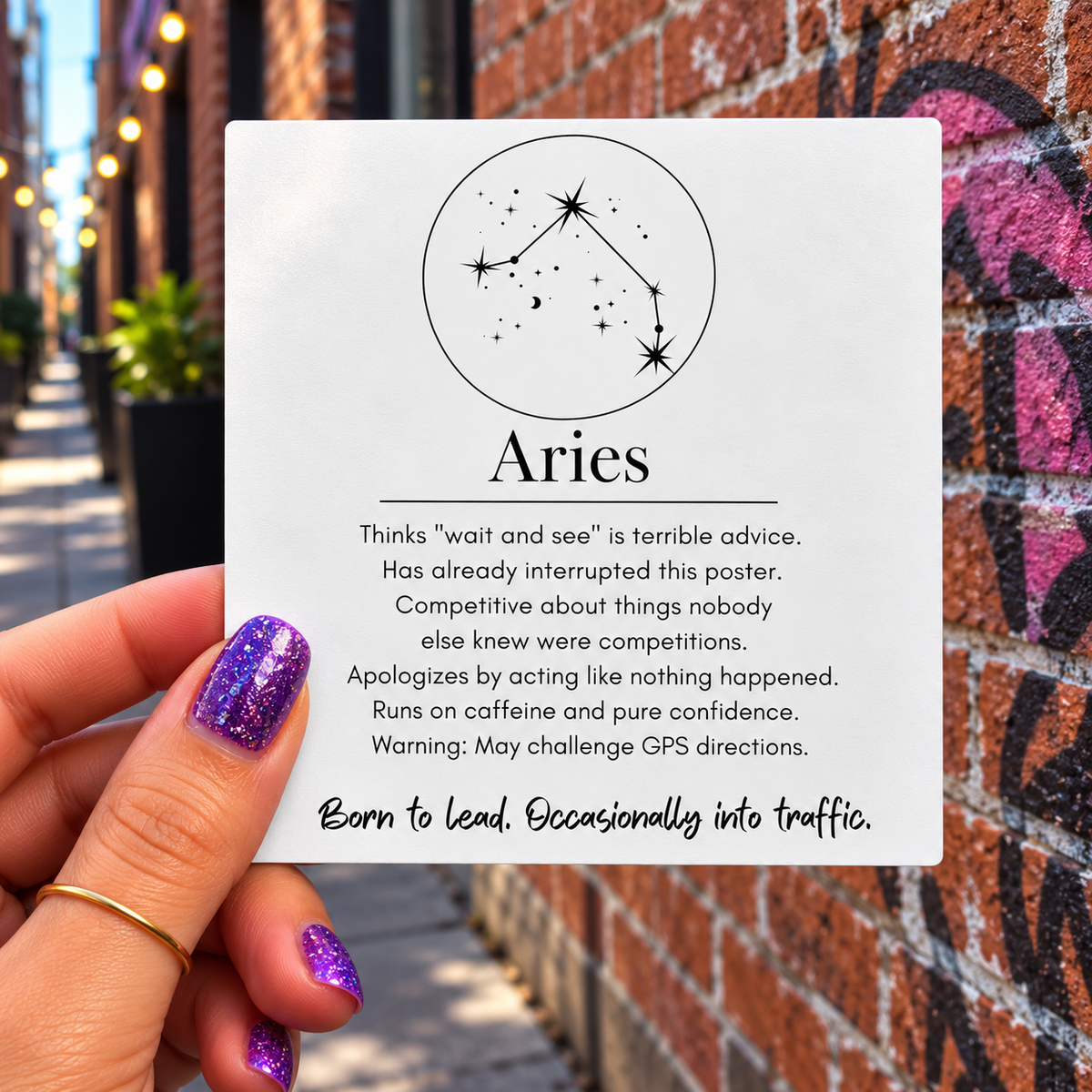 Aries Funny Zodiac sticker, shown in use