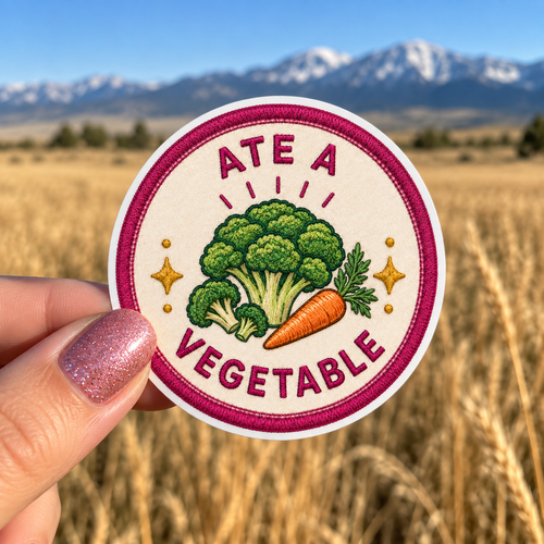 Ate a Vegetable sticker, shown in use
