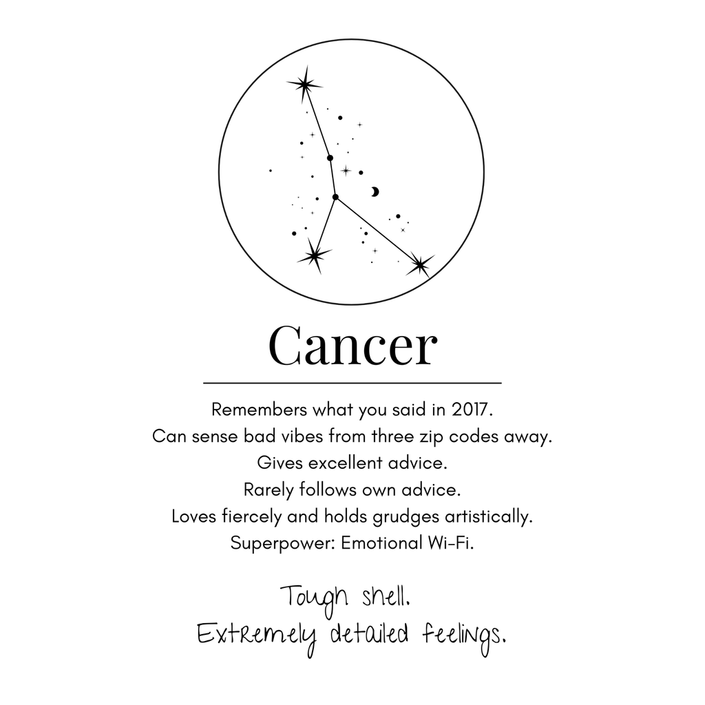 Cancer Funny Zodiac sticker, flat artwork