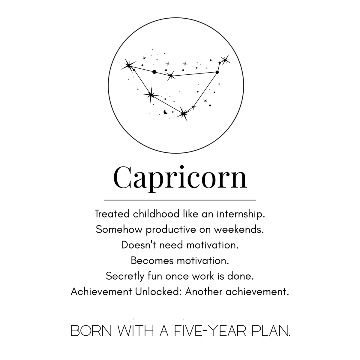 Capricorn Funny Zodiac sticker, flat artwork