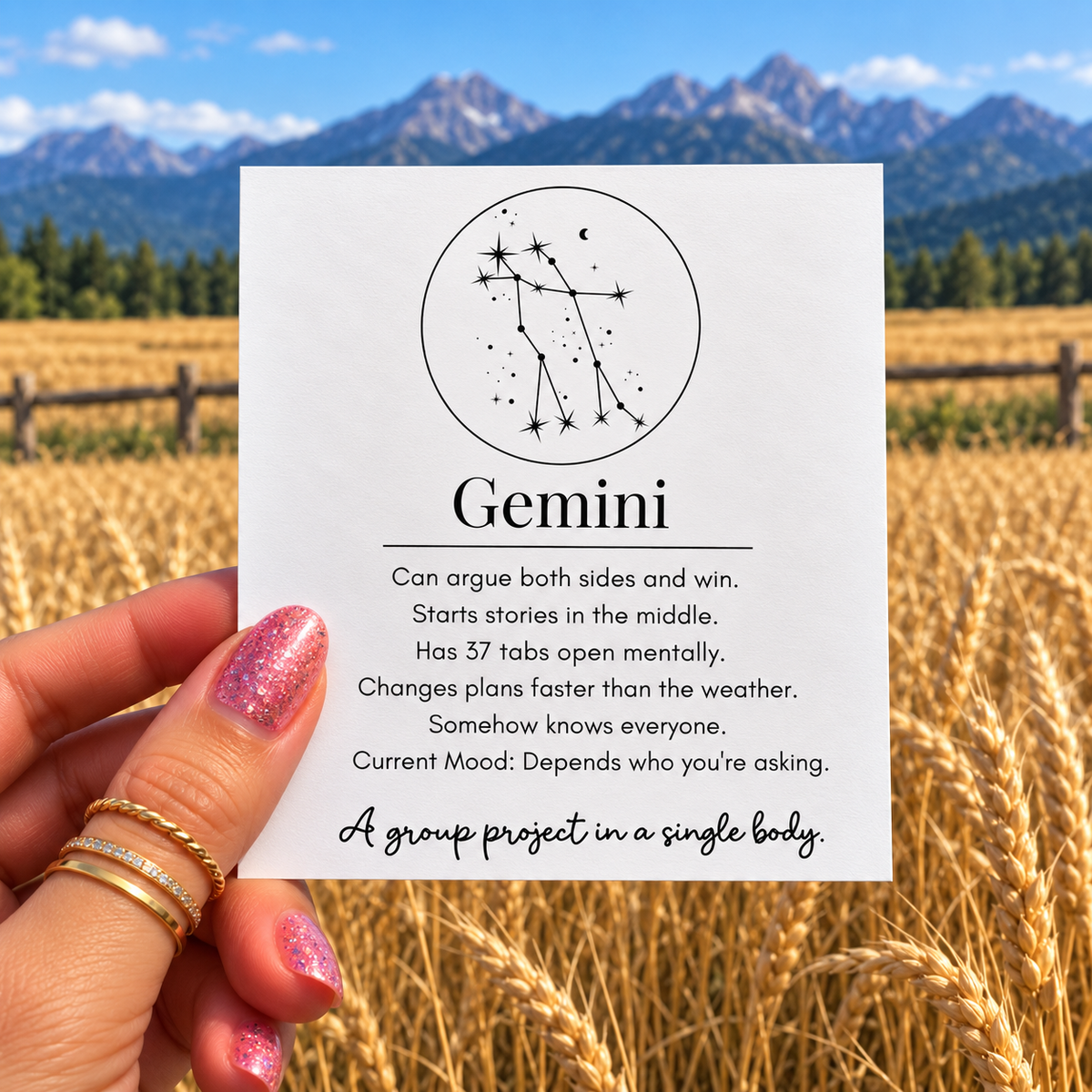 Gemini Funny Zodiac sticker, shown in use