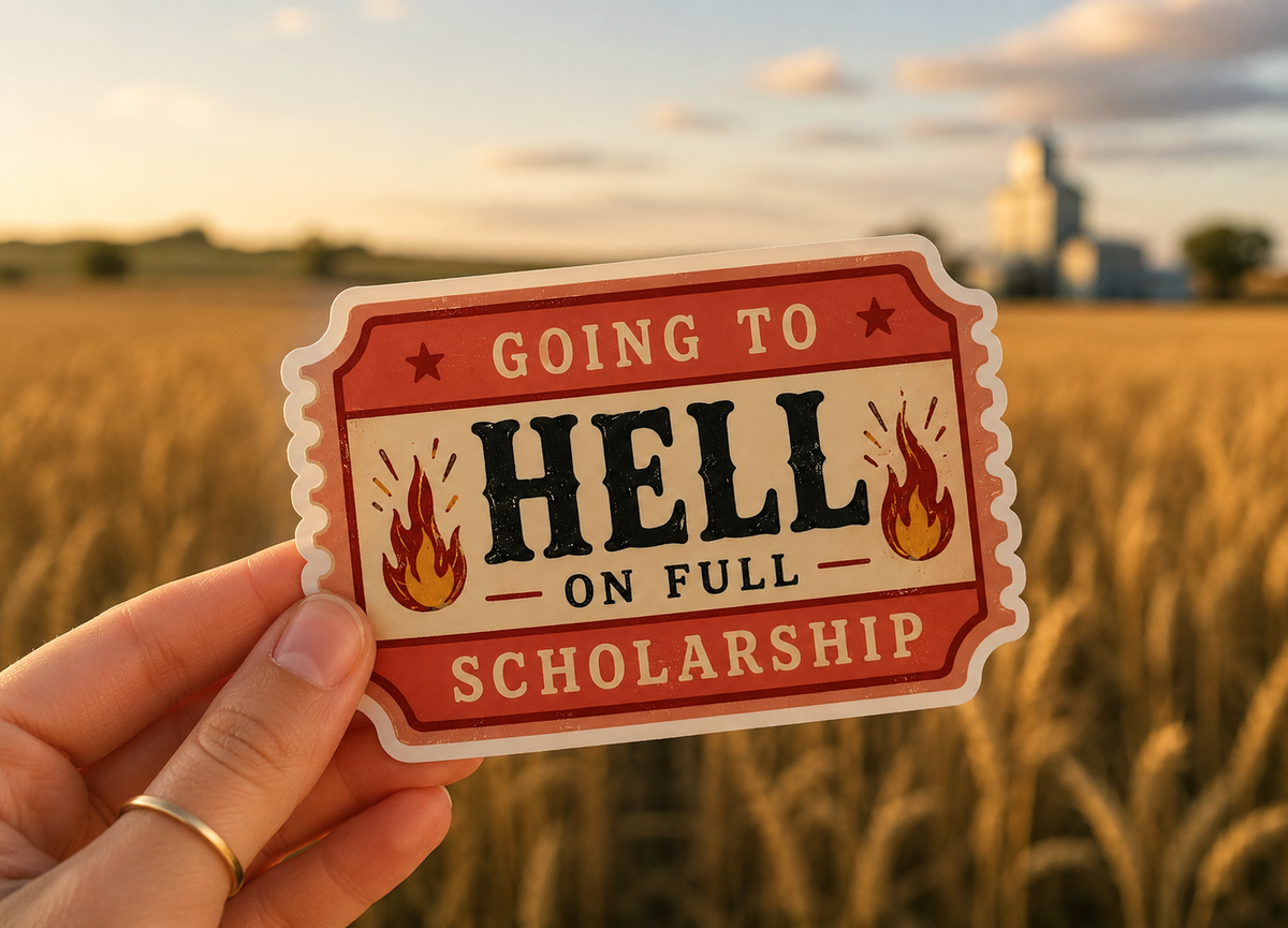 Going to Hell on Full Scholarship magnet, shown in use