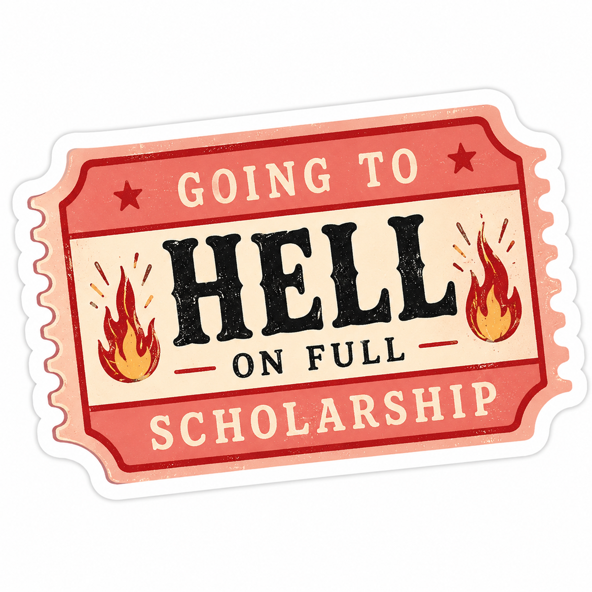 Going to Hell on Full Scholarship magnet, flat artwork
