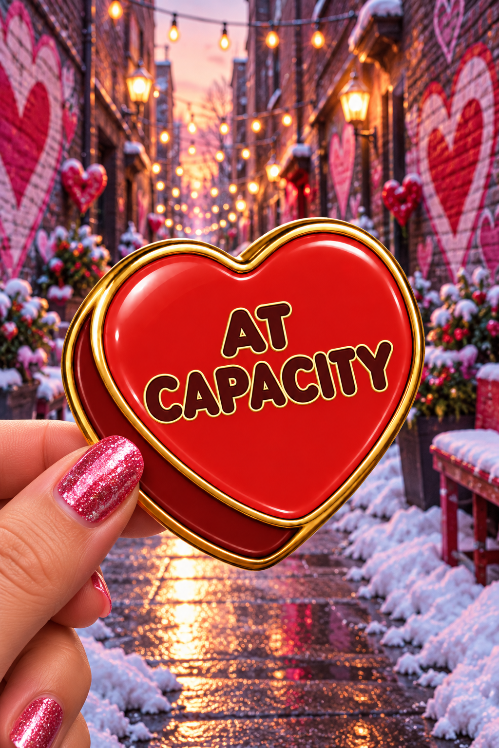 At Capacity Conversation Heart Sticker