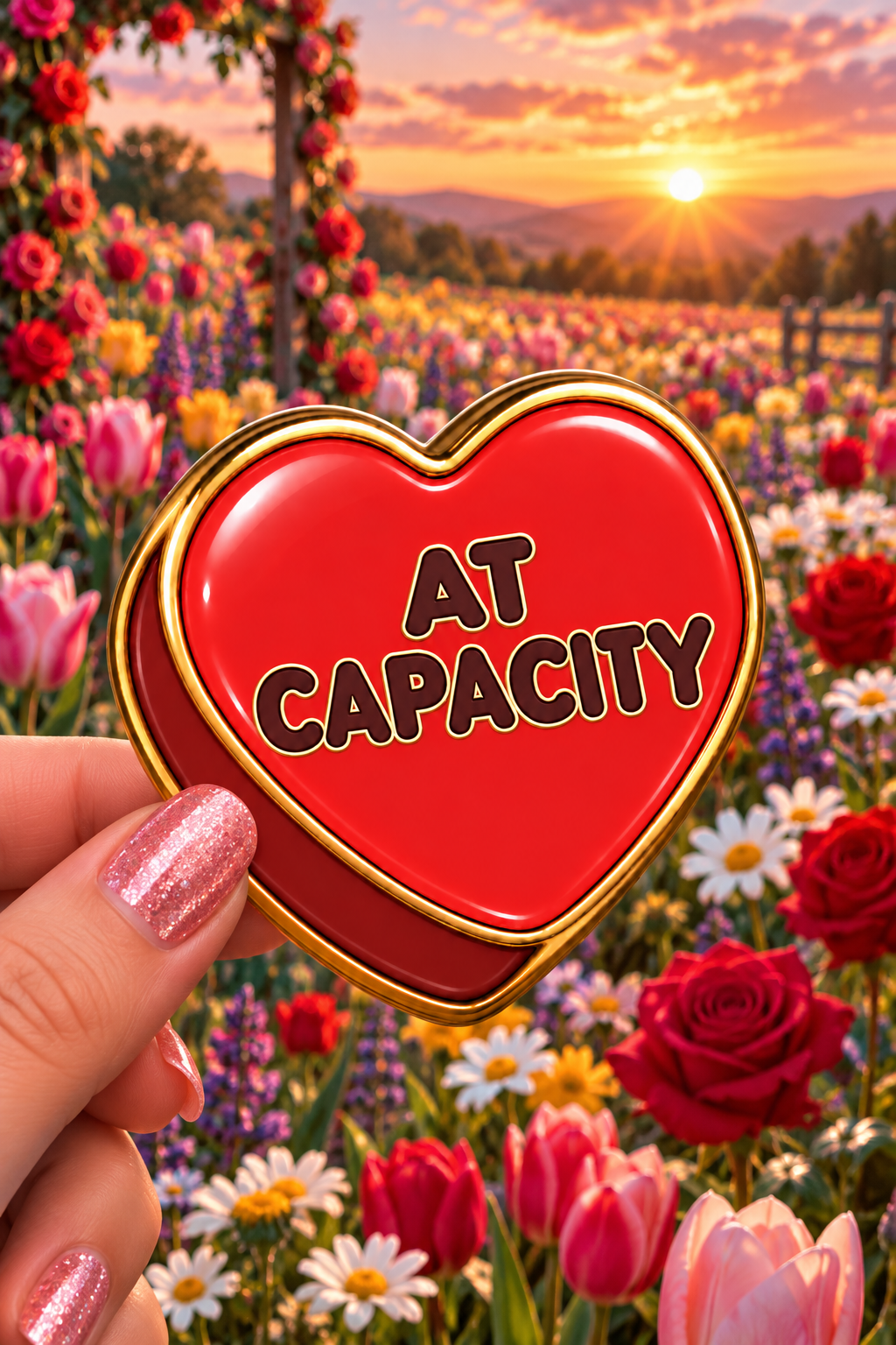 At Capacity Conversation Heart Sticker
