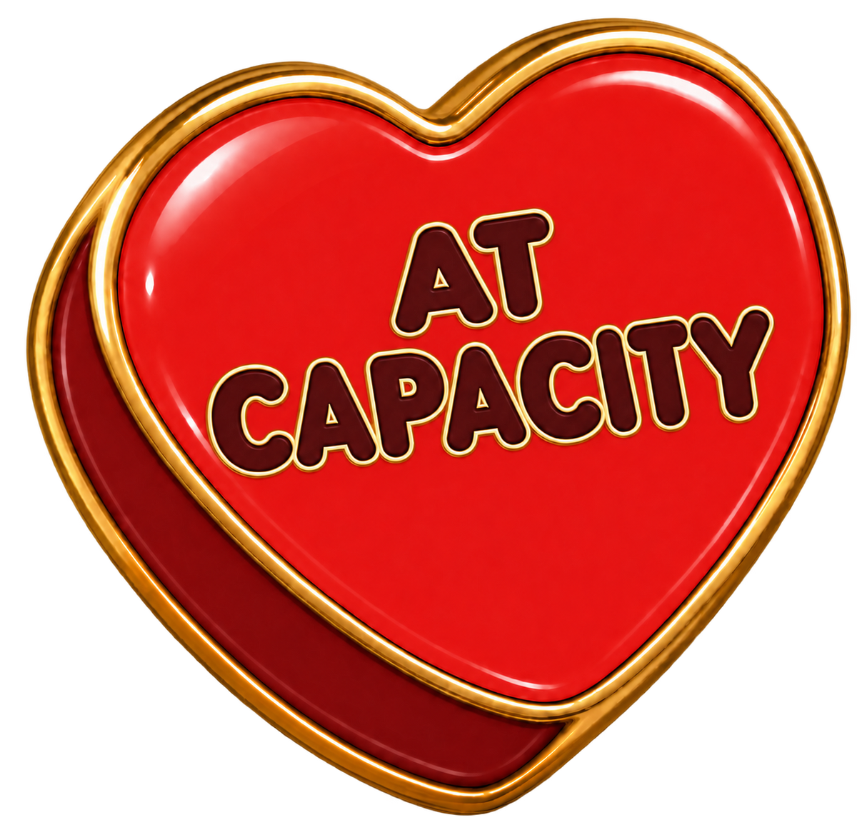 At Capacity Conversation Heart Sticker