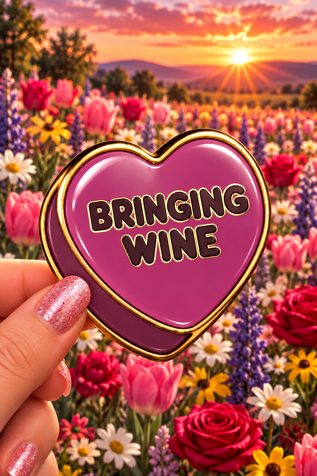 Bringing Wine Conversation Heart Sticker