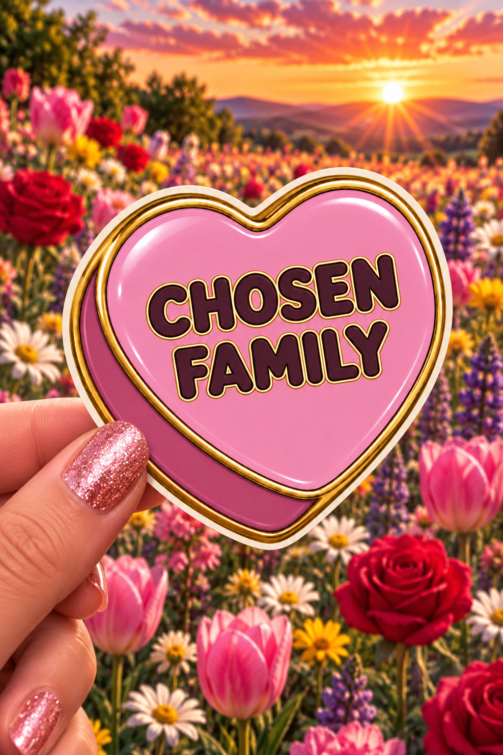 Chosen Family Conversation Heart Sticker