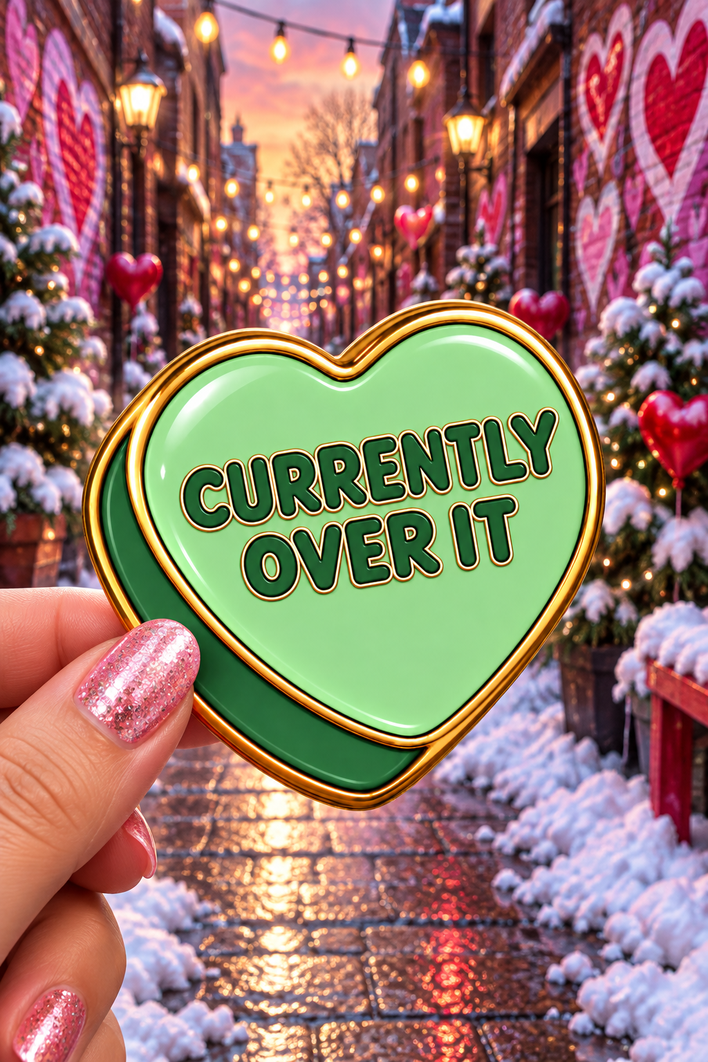 Currently Over It Conversation Heart Sticker