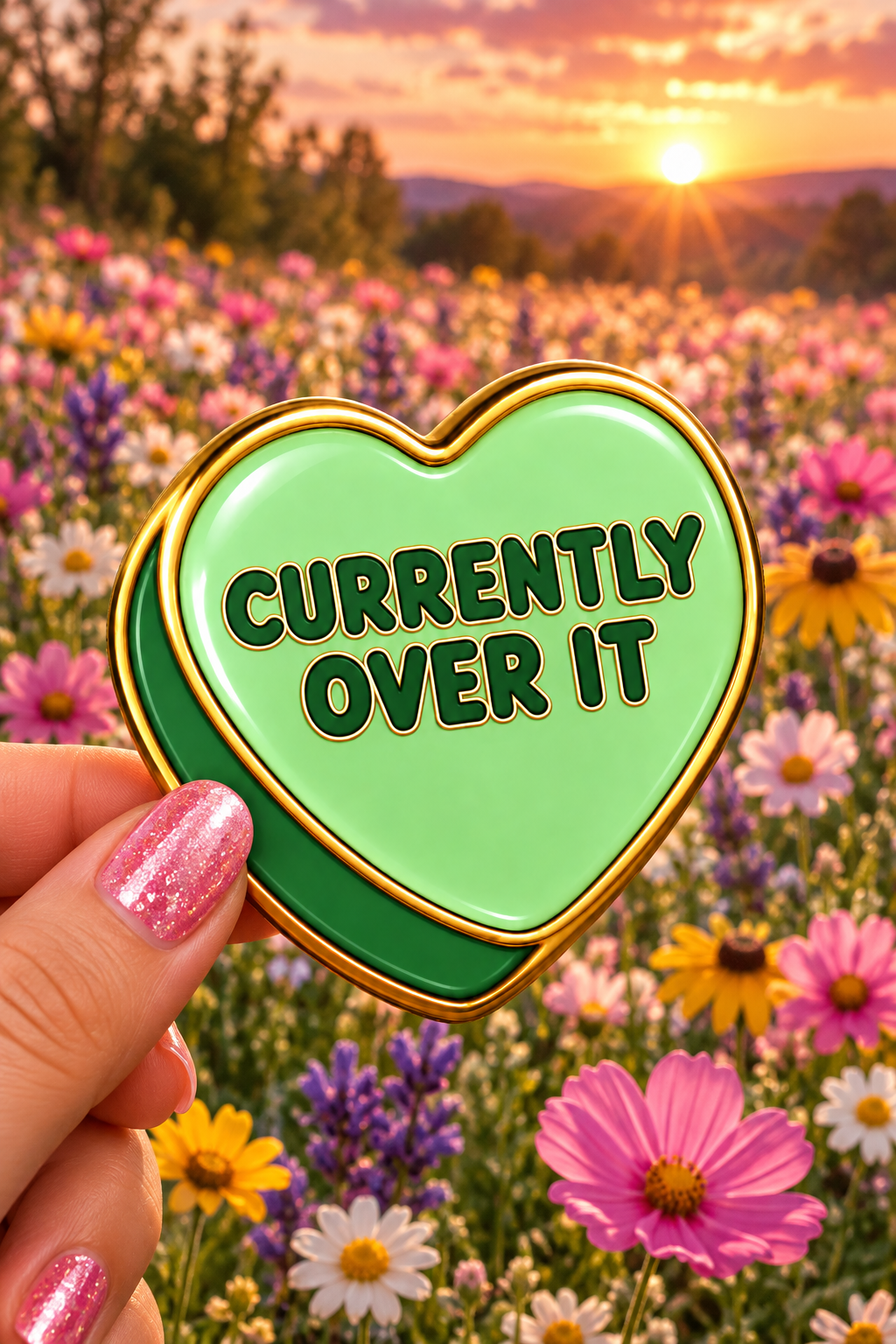Currently Over It Conversation Heart Sticker