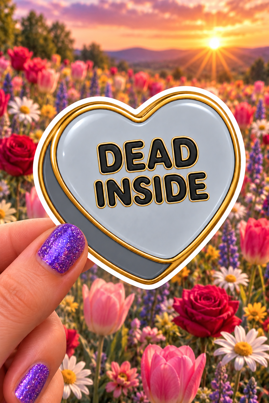 Dead Inside Conversation Heart Sticker