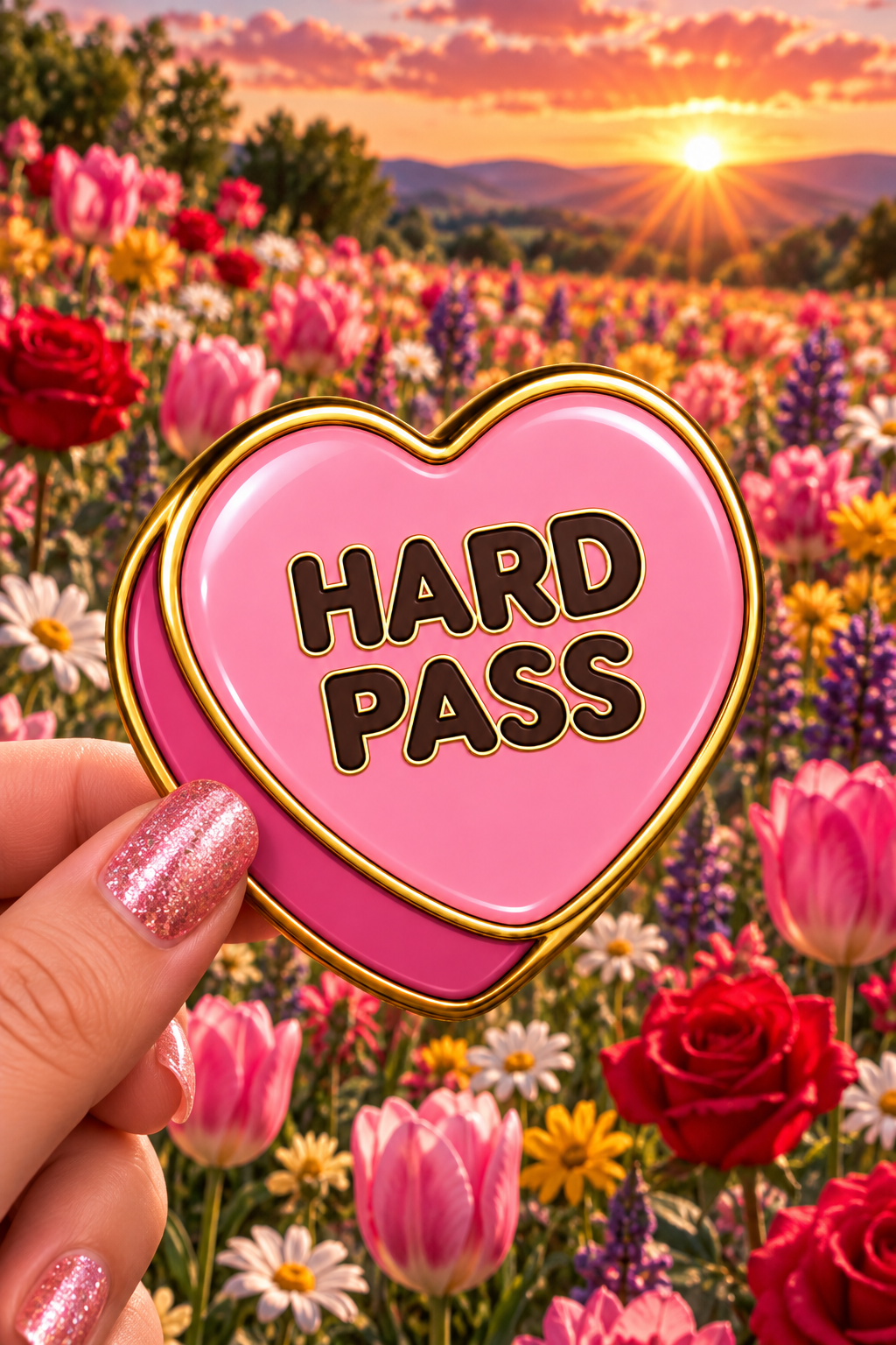 Hard Pass Conversation Heart Sticker