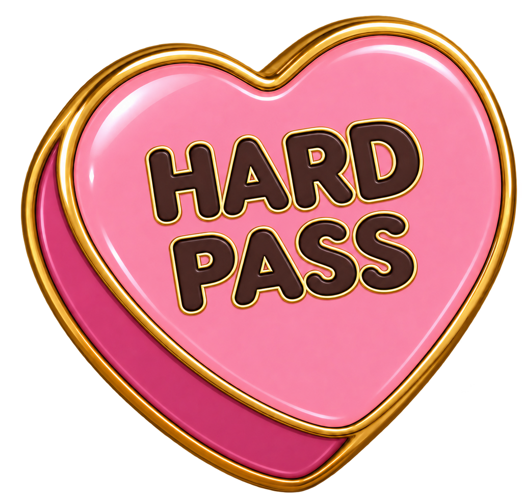Hard Pass Conversation Heart Sticker