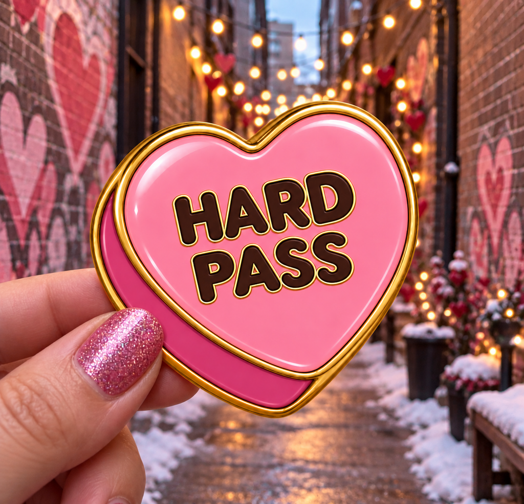 Hard Pass Conversation Heart Sticker