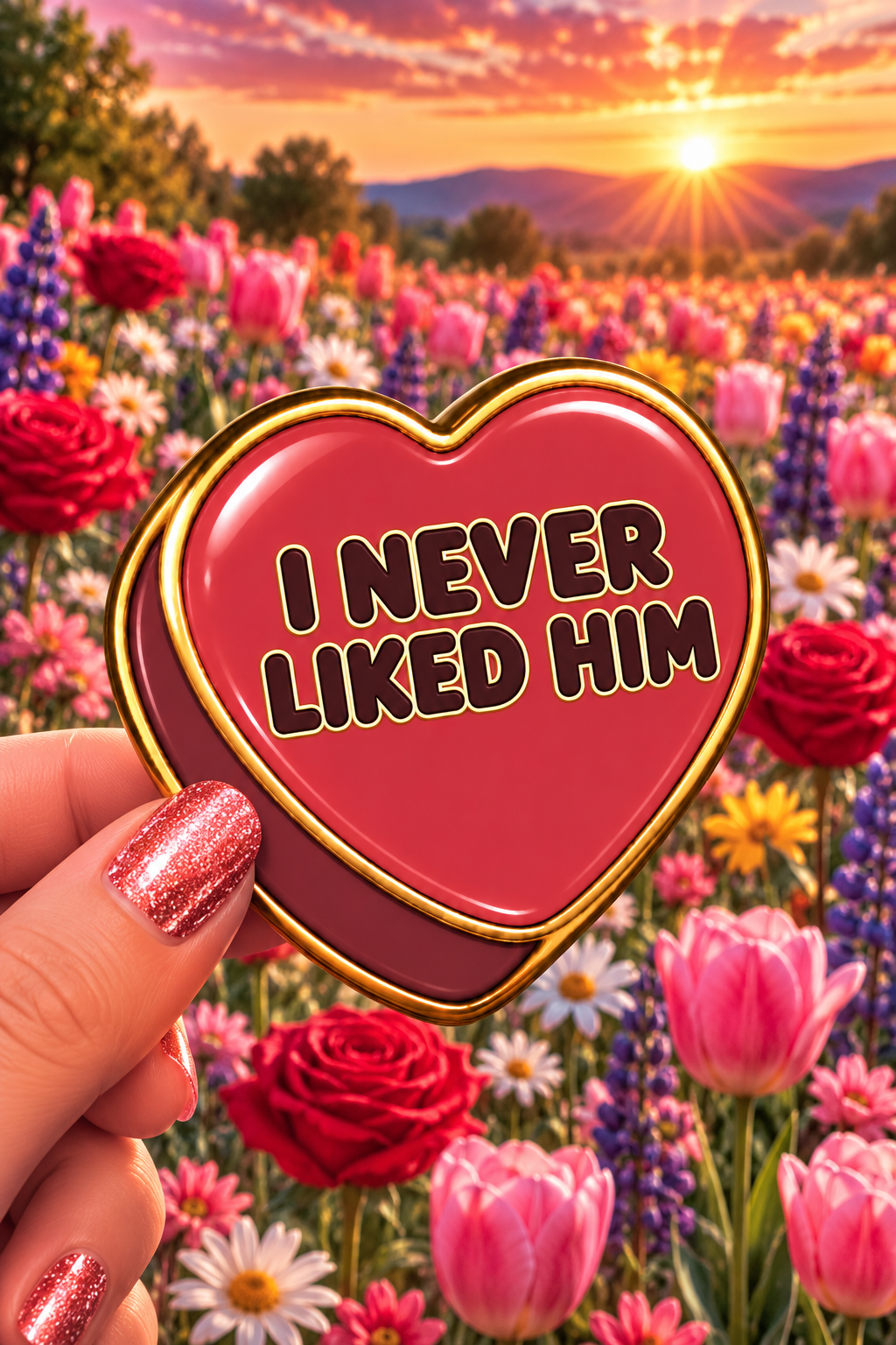 I Never Liked Him Conversation Heart Sticker