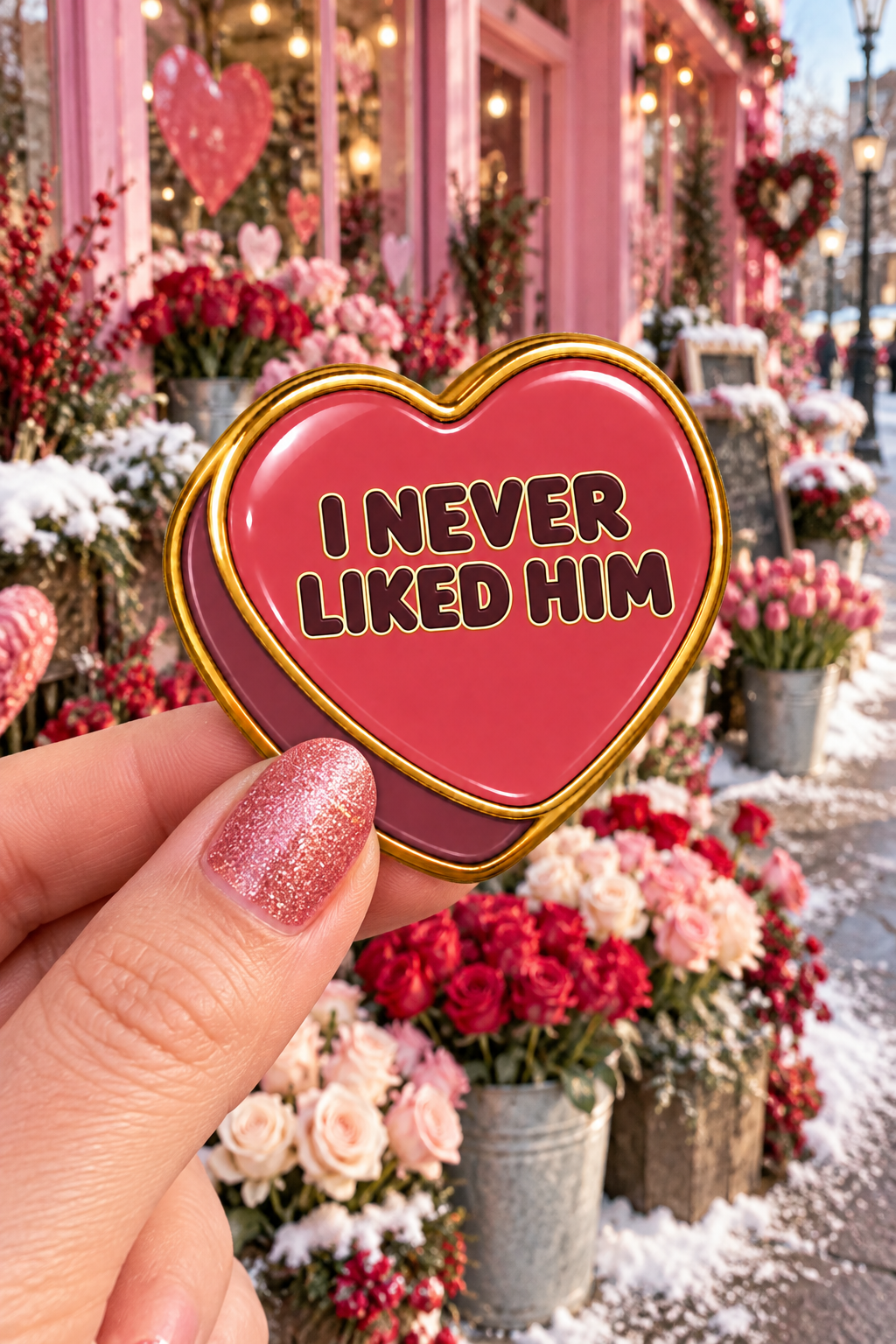 I Never Liked Him Conversation Heart Sticker