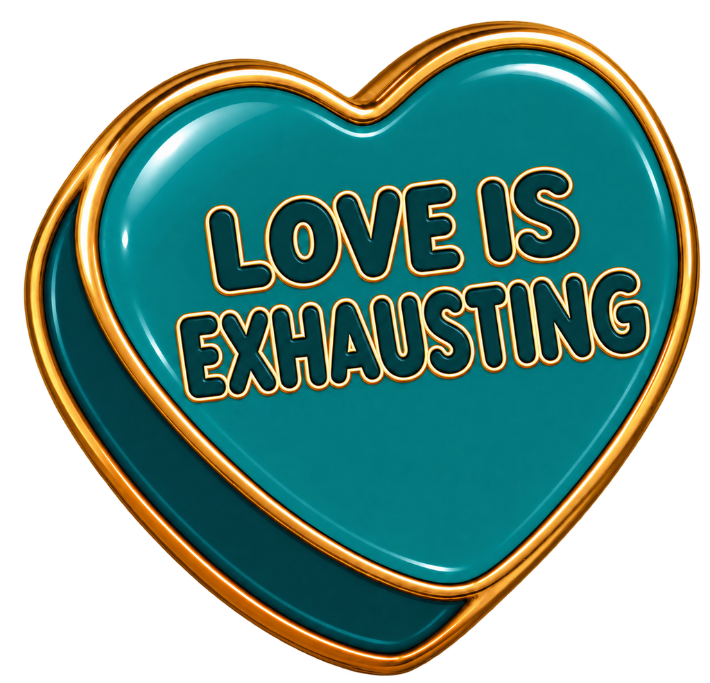 Love Is Exhausting Conversation Heart Sticker