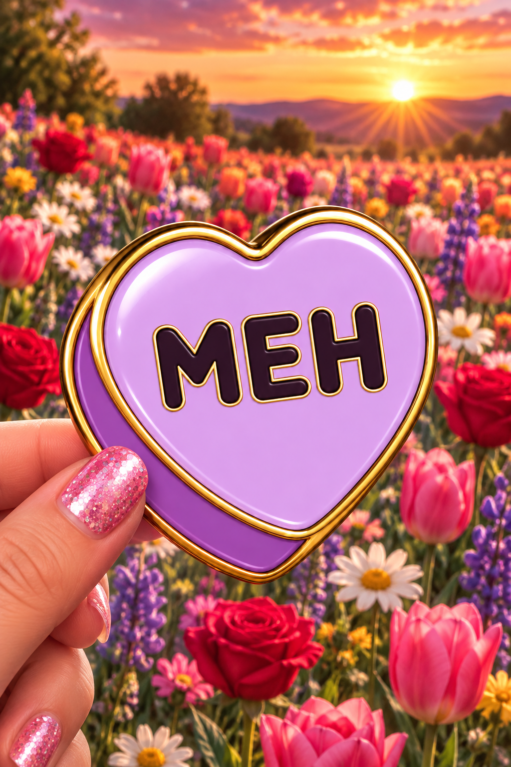 Meh Conversation Heart Sticker