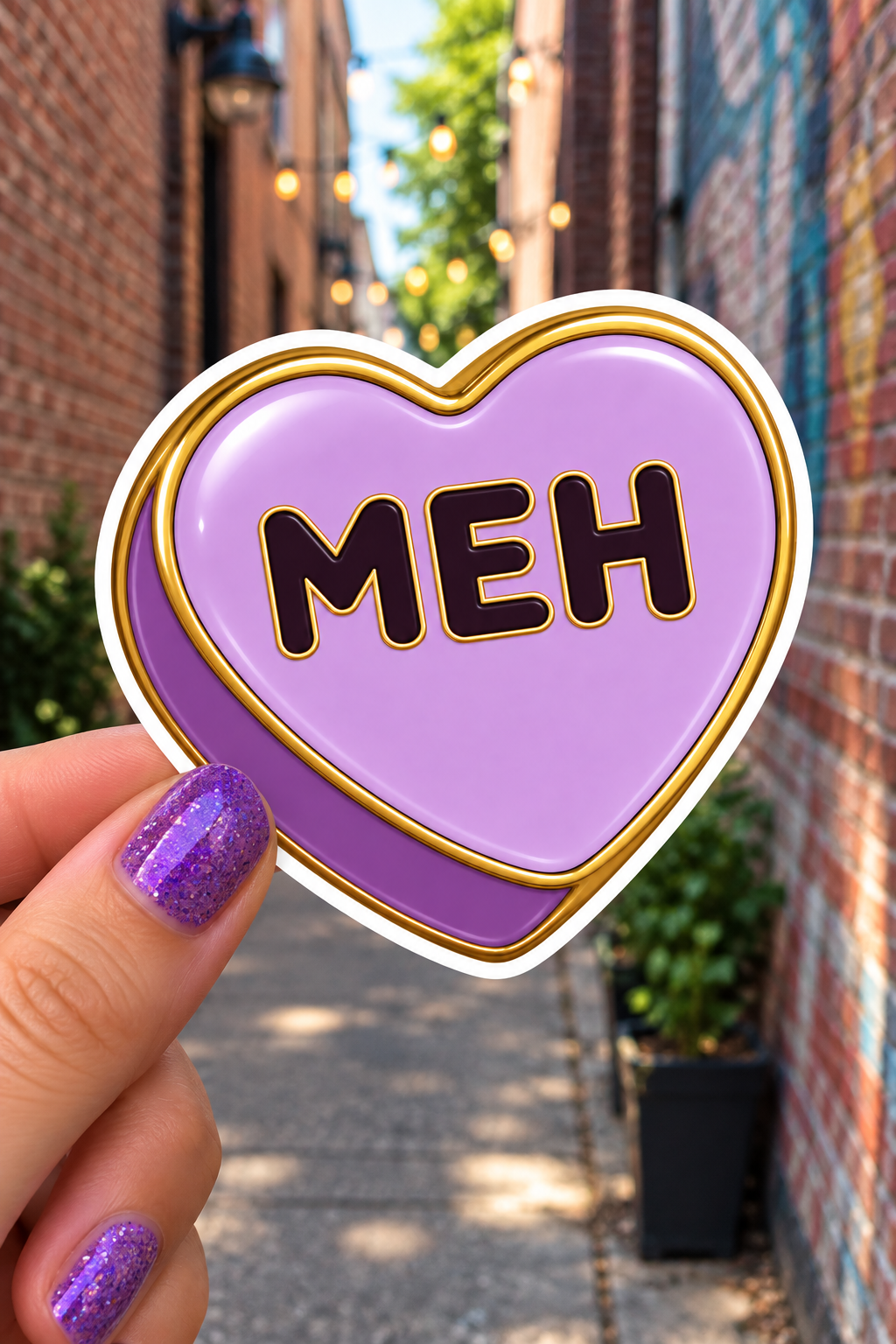 Meh Conversation Heart Sticker