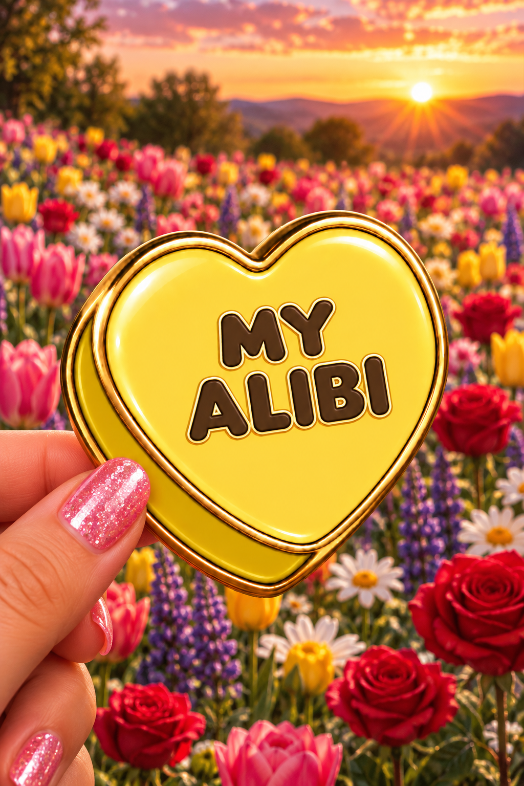 My Alibi Conversation Heart Sticker