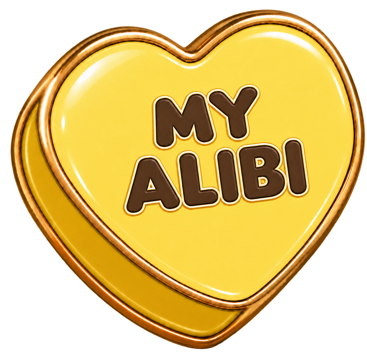 My Alibi Conversation Heart Sticker
