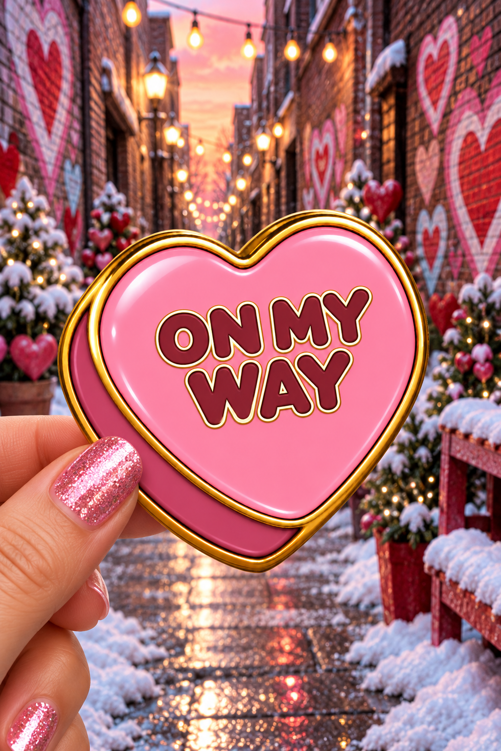 On My Way Conversation Heart Sticker