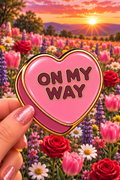 On My Way Conversation Heart Sticker