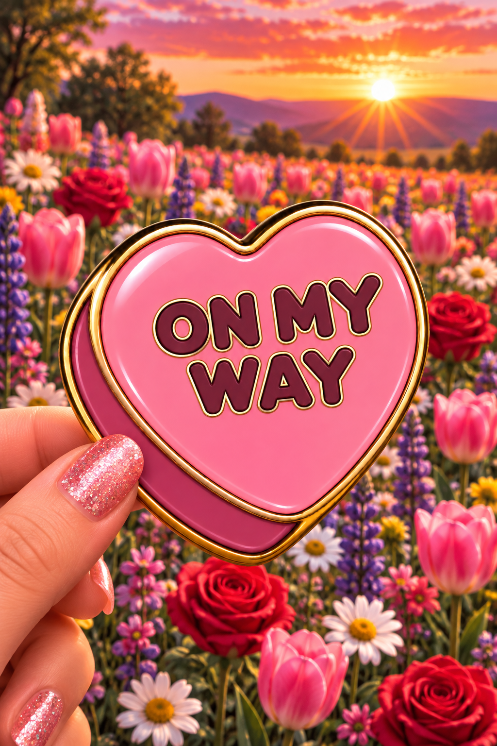 On My Way Conversation Heart Sticker