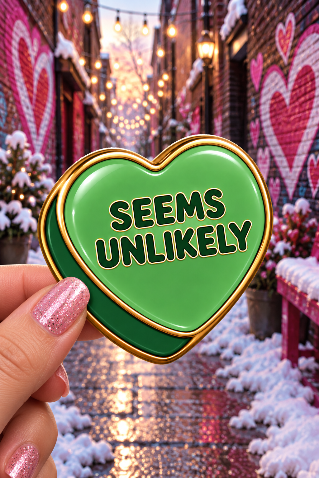 Seems Unlikely Conversation Heart Sticker