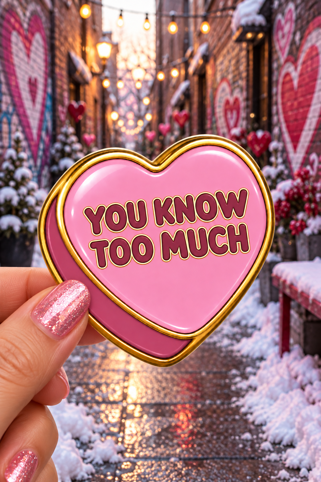 You Know Too Much Conversation Heart Sticker