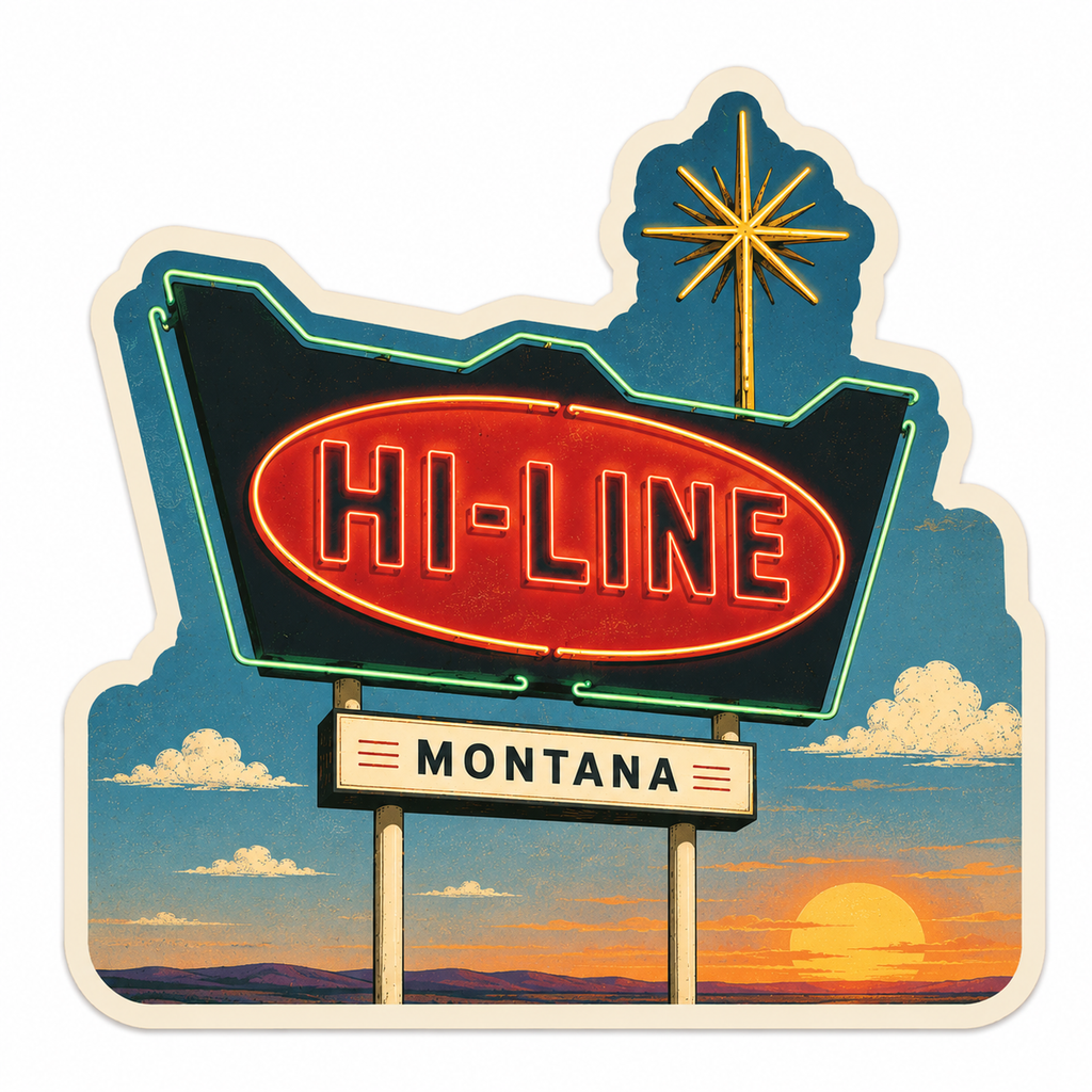 Hi-Line Montana Neon Sign Sticker