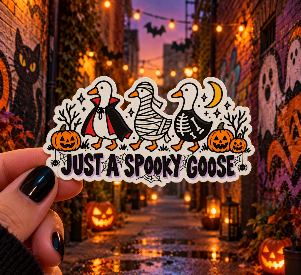 Just a Spooky Goose sticker, shown in use