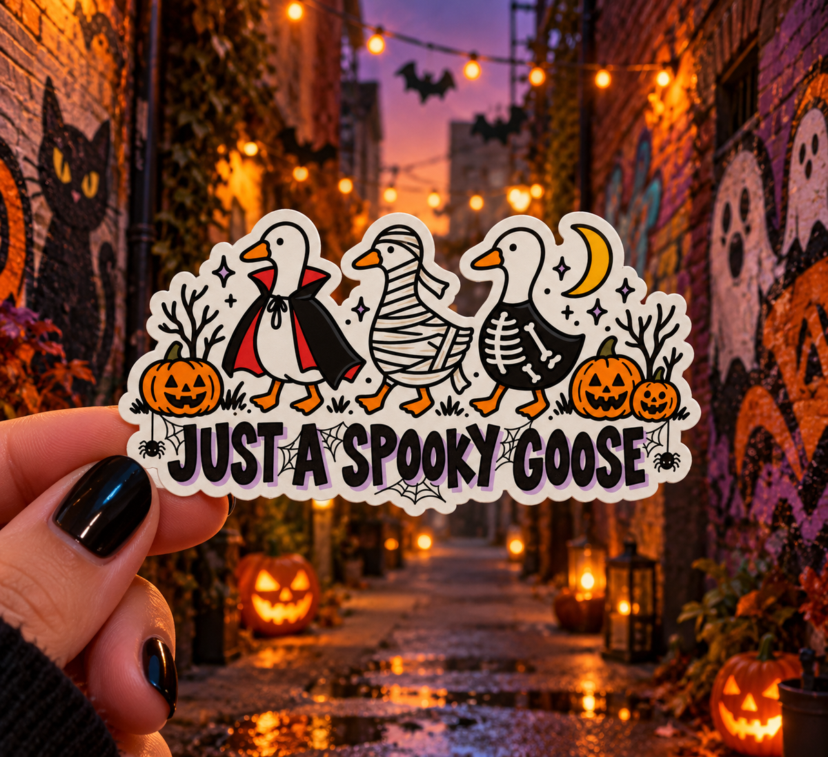 Just a Spooky Goose sticker, shown in use