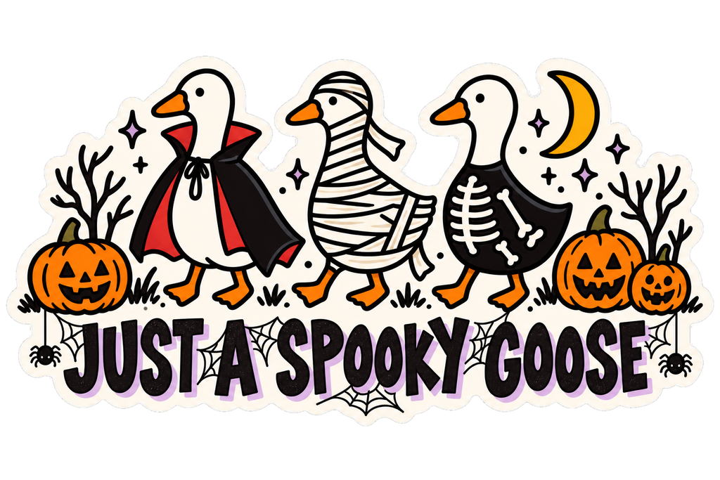 Just a Spooky Goose sticker, flat artwork