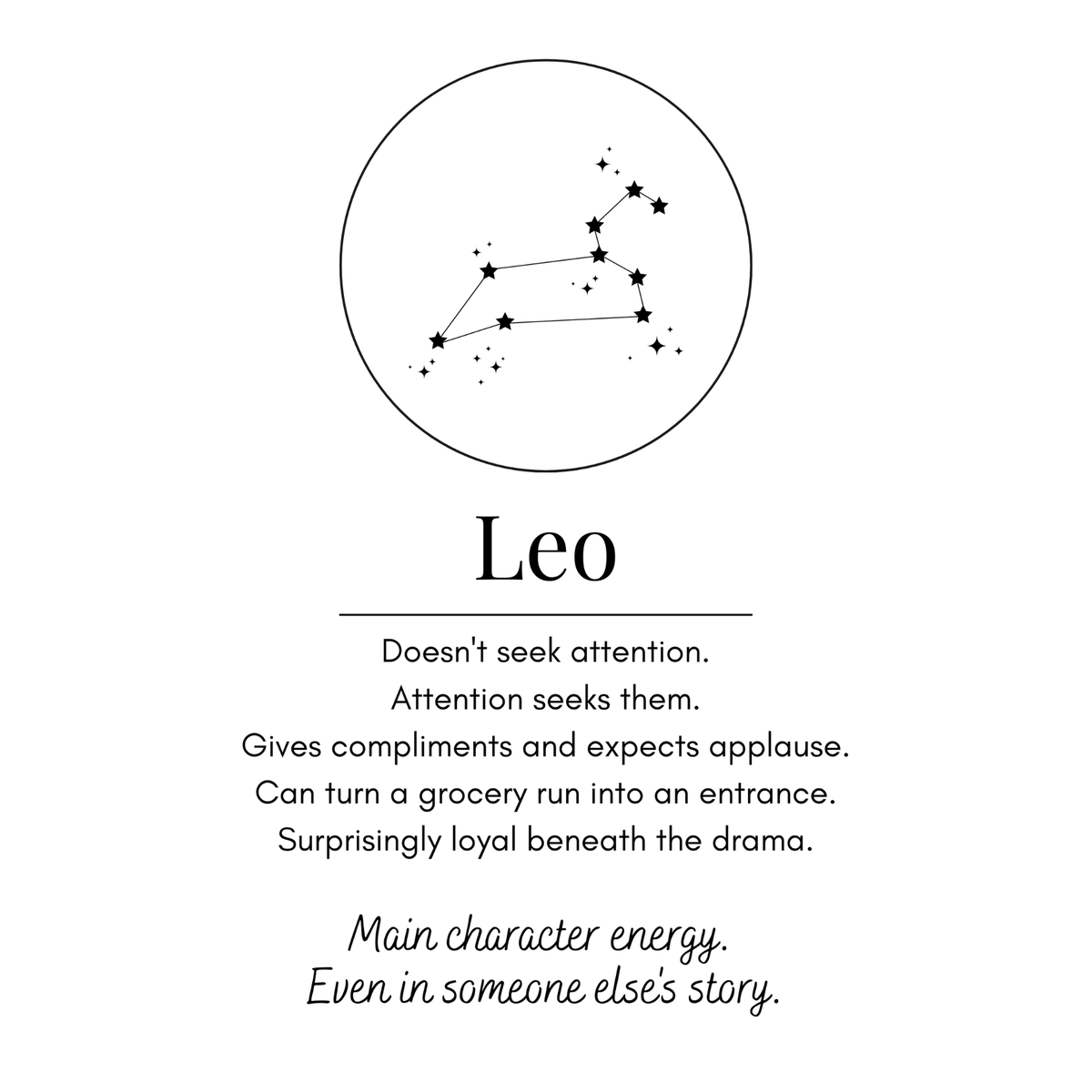 Leo Funny Zodiac sticker, flat artwork
