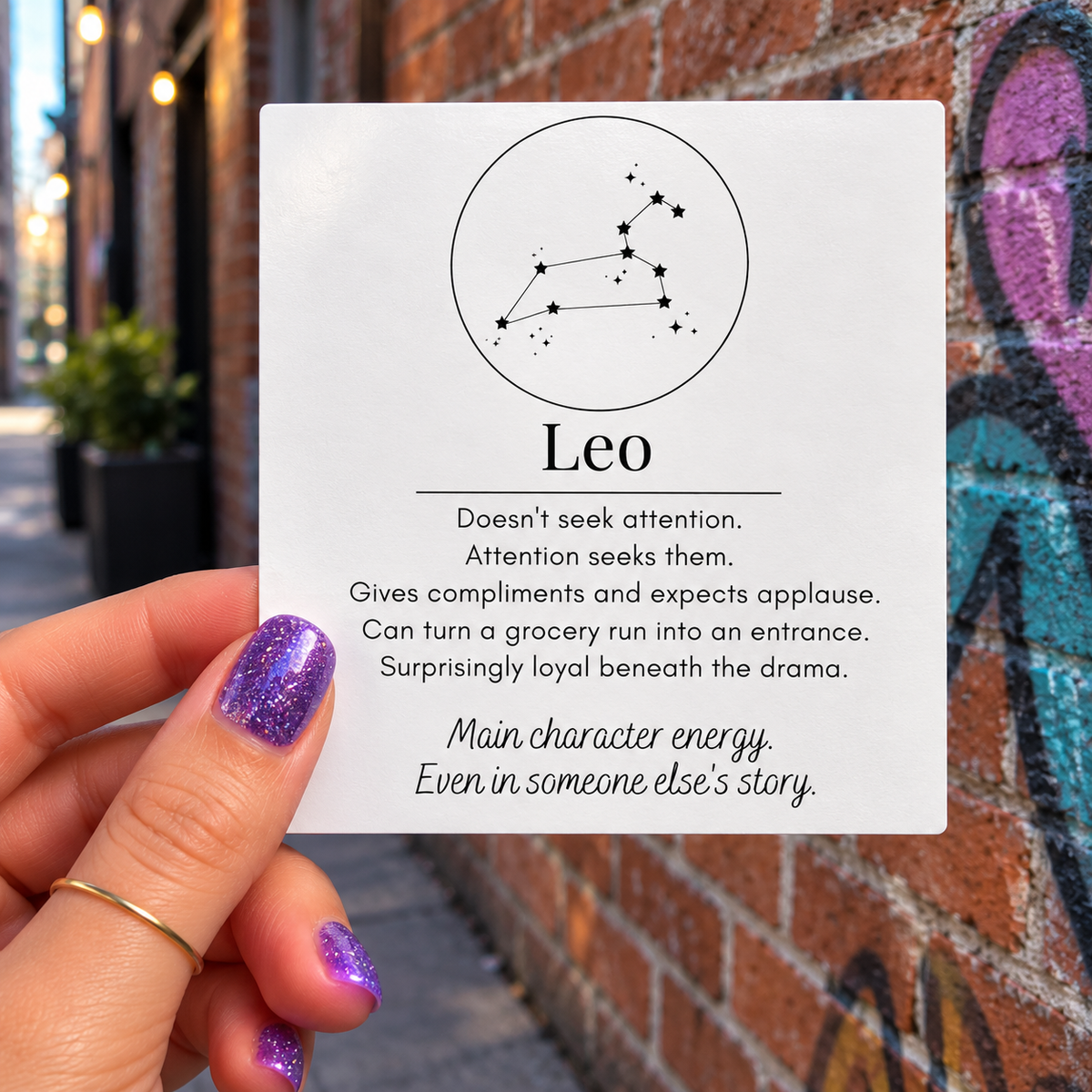 Leo Funny Zodiac sticker, shown in use