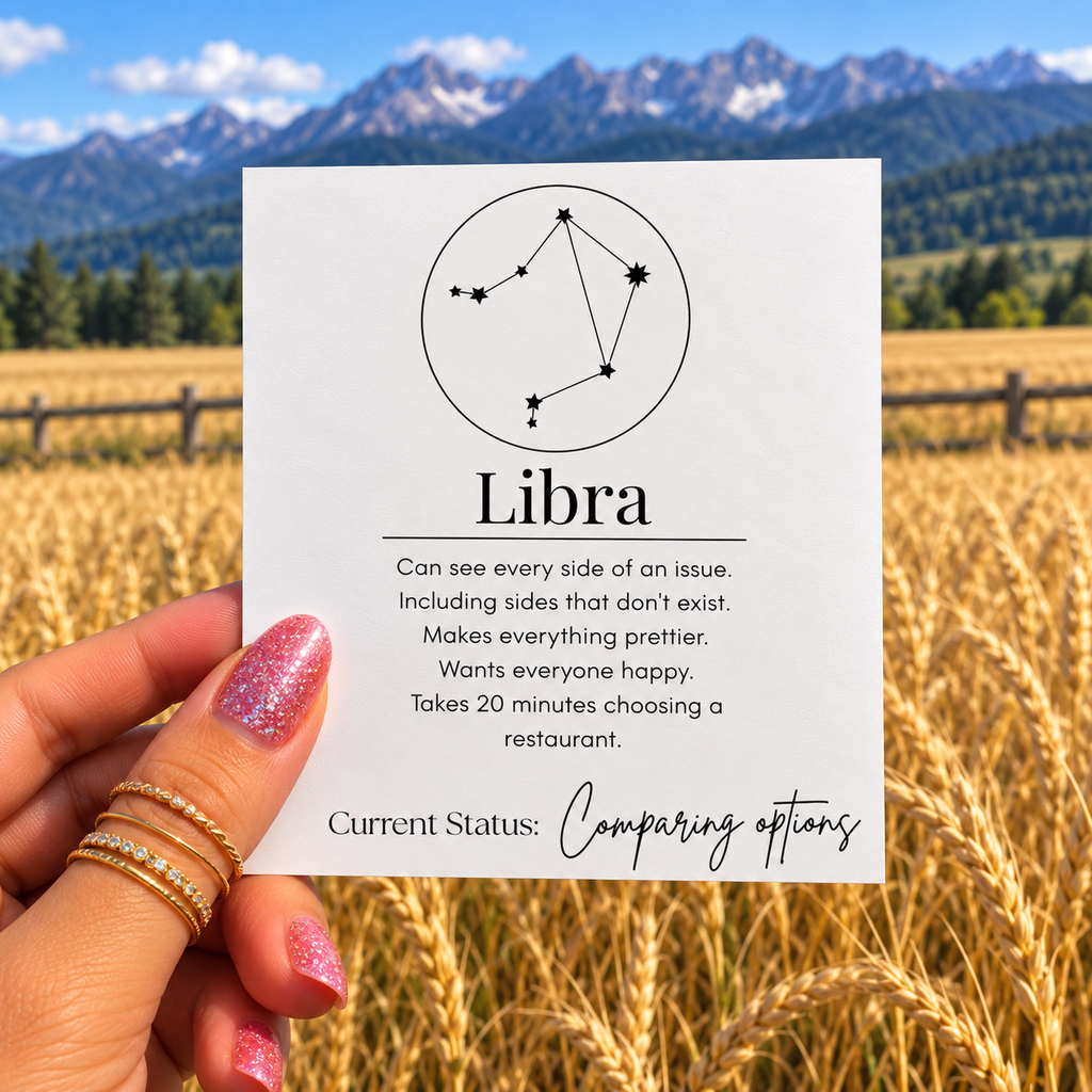 Libra Funny Zodiac sticker, shown in use