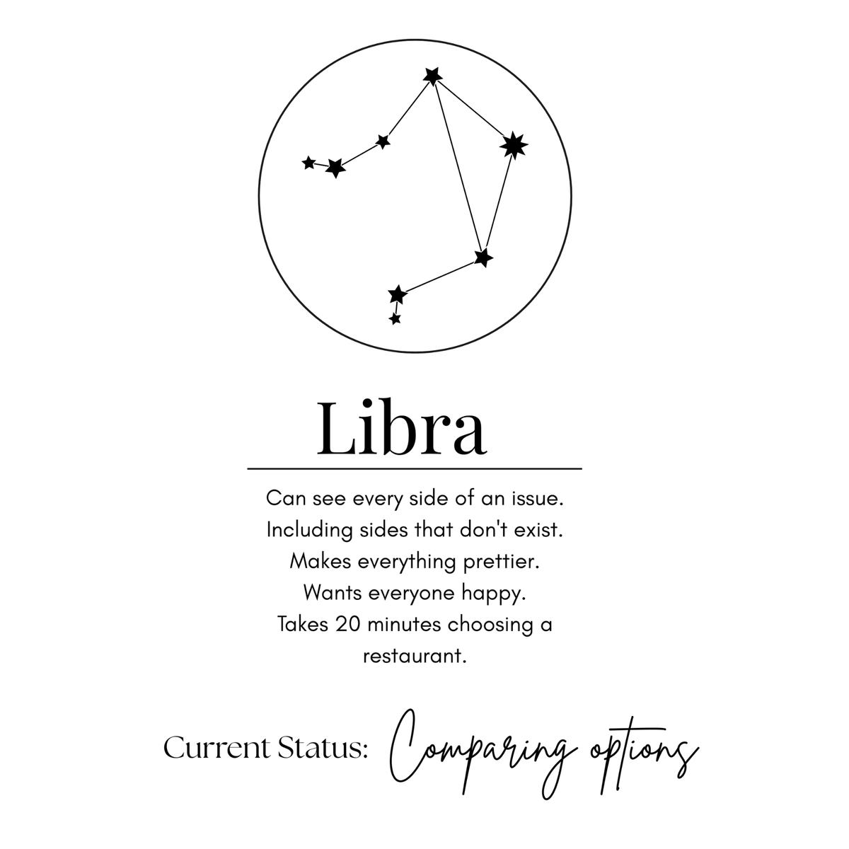 Libra Funny Zodiac sticker, flat artwork