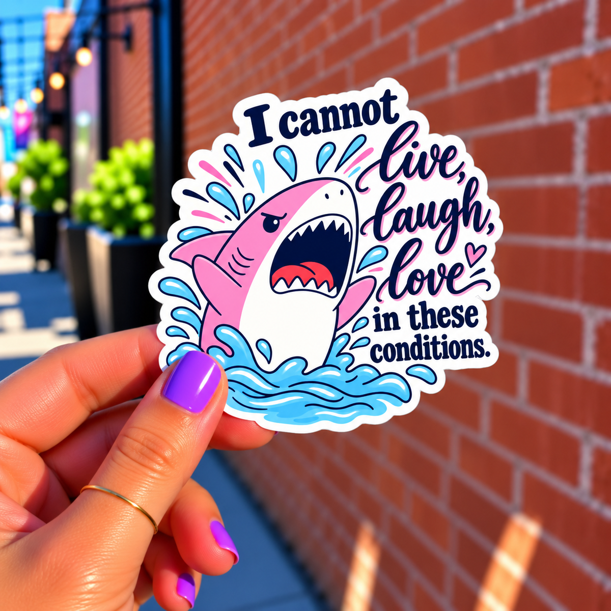 I Cannot Live, Laugh, Love design, held