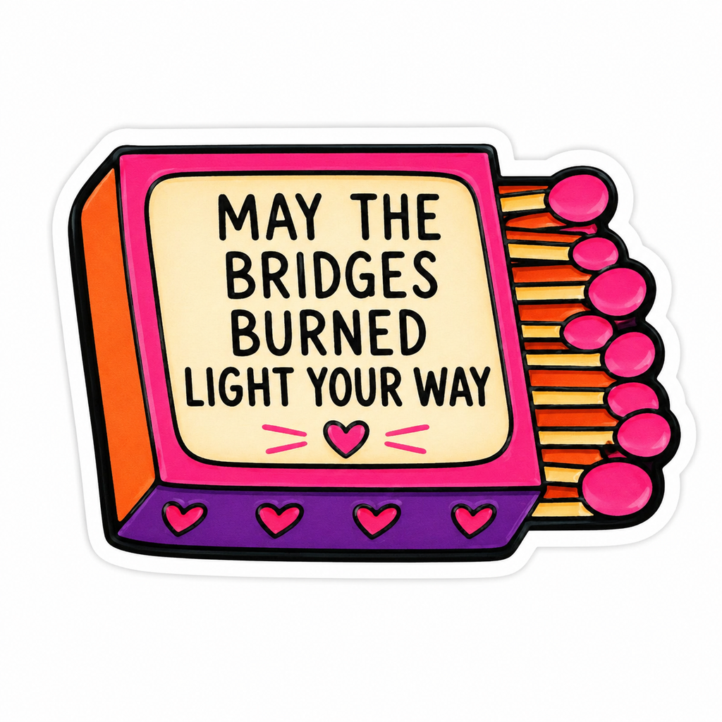 May the Bridges Burned Light Your Way magnet, flat artwork