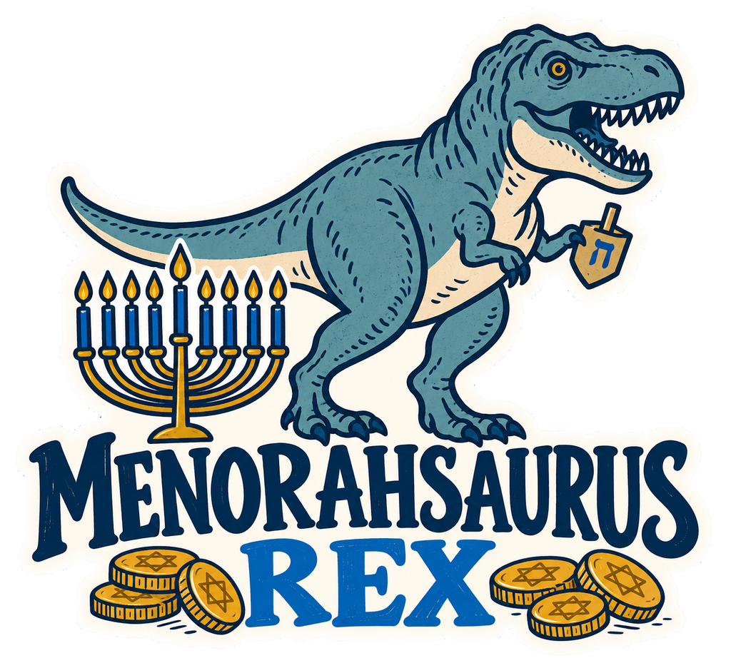 Menorahsaurus Rex sticker, flat artwork