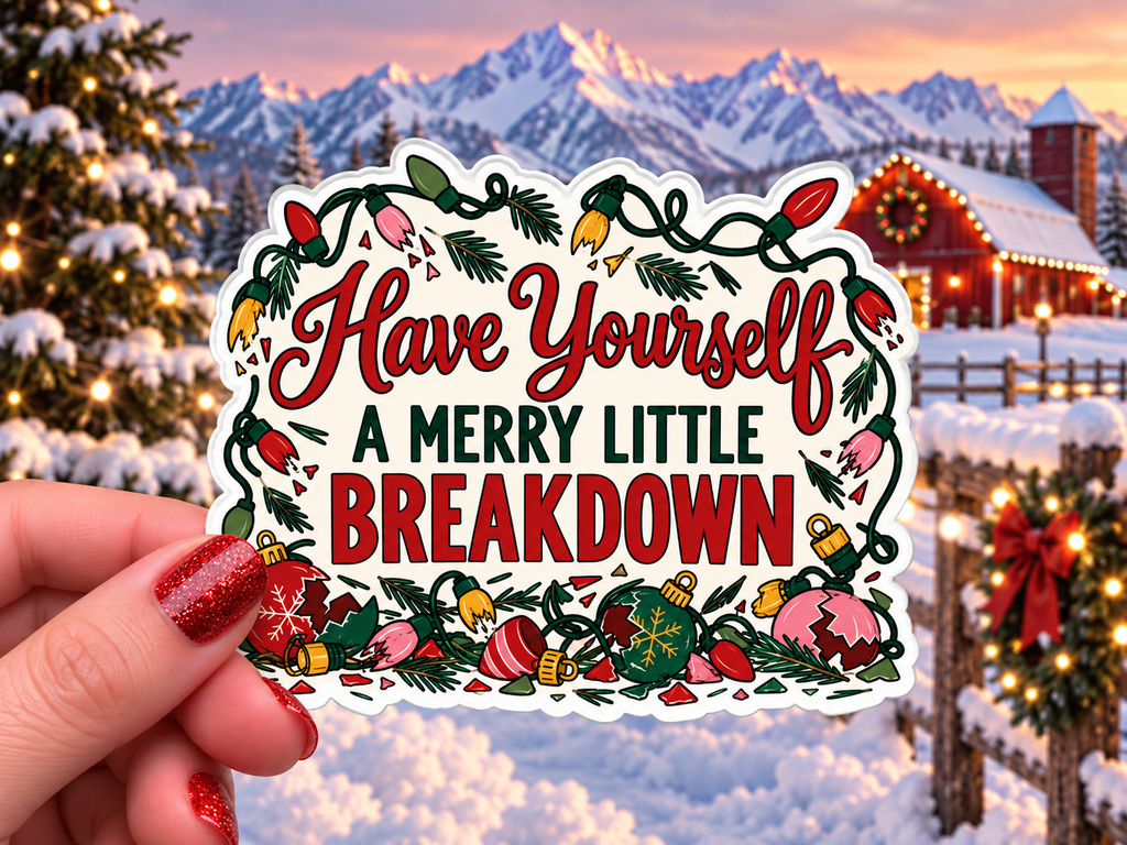 Merry Little Breakdown sticker, shown in use