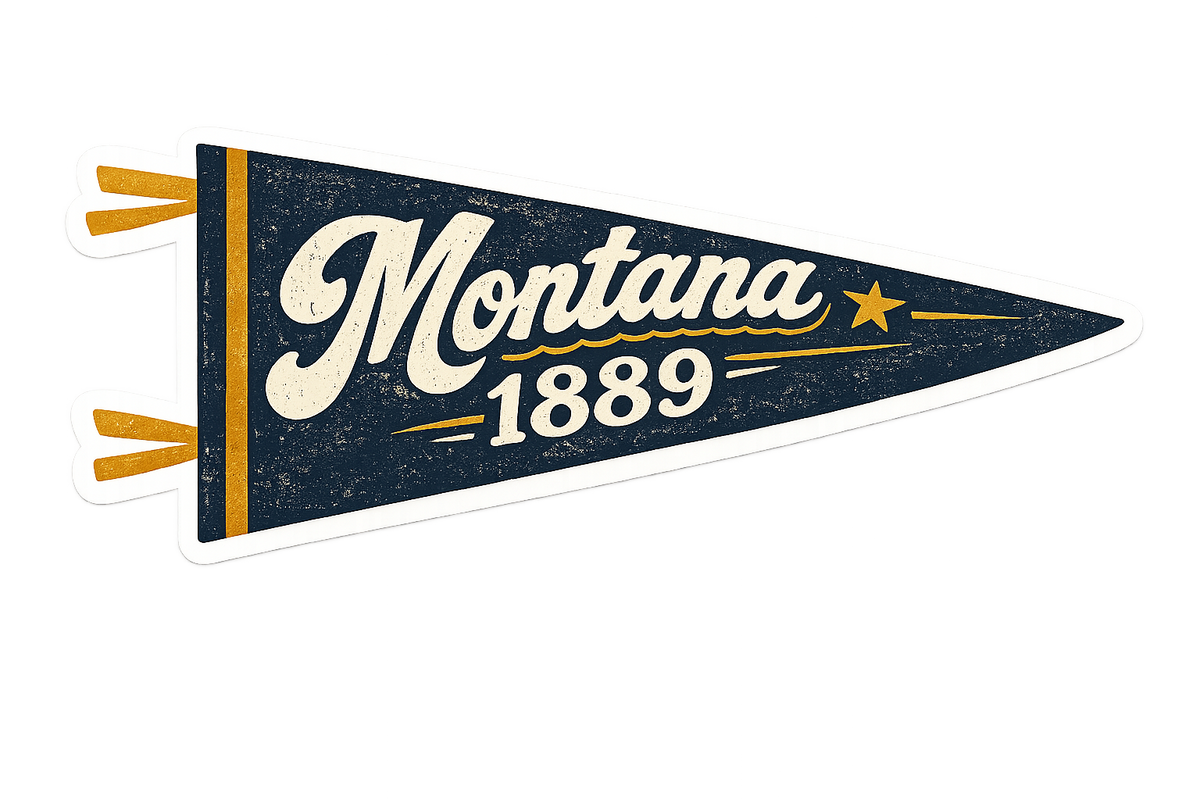 Montana 1889 Blue Pennant Sticker