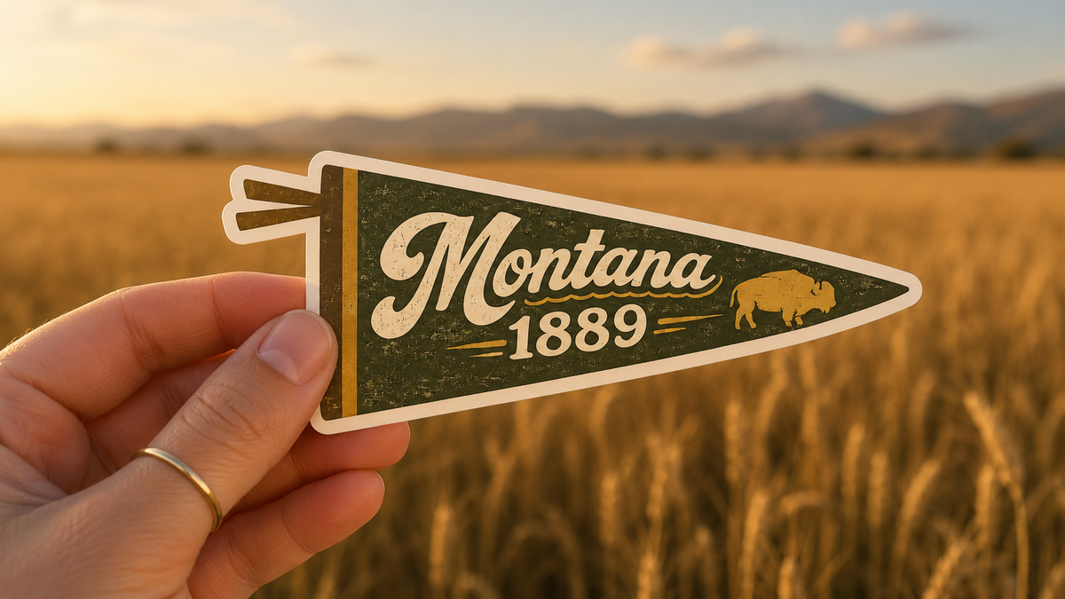 Montana 1889 Forest Green Pennant Sticker
